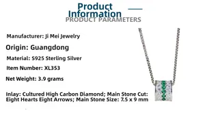 Spécifications du pendentif cylindre en argent S925 avec diamants verts et blancs