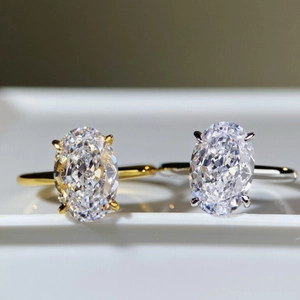 Luxury 925 Sterling Silver Oval Ice Flower Cut Rhinestone Ring For Women 18K Gold Plated Engagement Wedding Party Fine Jewelry