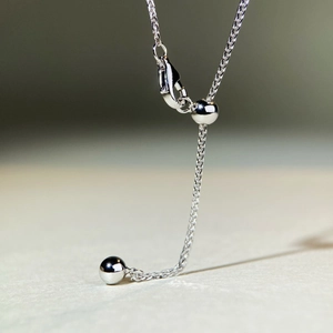 Chaîne Chopin ajustable en argent 925 avec fermoir mousqueton et perle coulissante