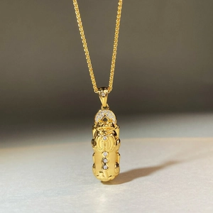 Vergoldete Pi Xiu Halskette mit Zirkonia-Inlay und dicker geflochtener Kordelkette