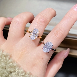 Elegant S925 sterling silver oval cut solitaire rings in gold and silver finishes