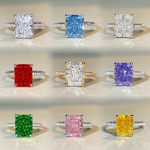 925 Sterling Silver Radiant Cut Zirconia Ring For Women Luxury Pavé Setting Engagement Wedding Party Fine Jewelry Finger Ring