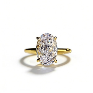 Luxurious S925 silver ring with 18K gold plating and large oval cut ice flower diamond