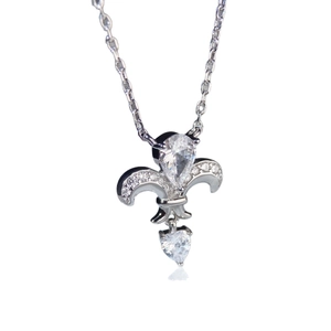 Elegant 925 silver iris necklace with pear-cut zircon and heart-shaped pendant drop
