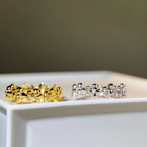 Vintage S925 Sterling Silver Hollow Fleur-de-lis Pattern Open Ring For Women Luxurious Electroplated Gold Silver Jewelry Ring
