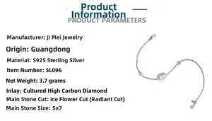 Details des S925 Silberarmbands mit 5x7mm Radiant-Schliff-Diamanten und Spezifikationen