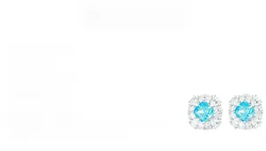 Detailed view of S925 silver earrings with radiant cut light blue carbon diamonds