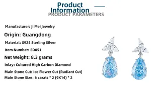 Dettaglio di orecchini a goccia 6ct blu ghiaccio in argento sterling S925