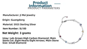Makro-Detail des S925 Sterlingsilber Doppelarmbands mit bunten hockarätigen Diamanten