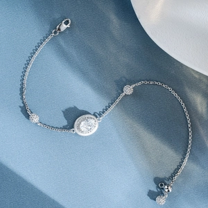 S925 Sterling Silber Armband mit ovalem Zirkon und verstellbarem Karabinerverschluss