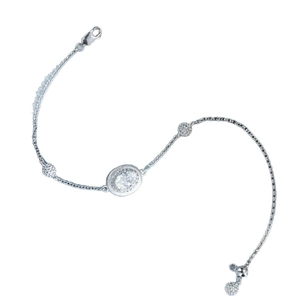 S925 Silber Armband mit Radiant-Schliff Zirkonia und Pavé-besetzten runden Anhängern