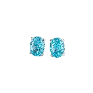 Classic S925 sterling silver stud earrings with oval cut light blue radiant gemstones