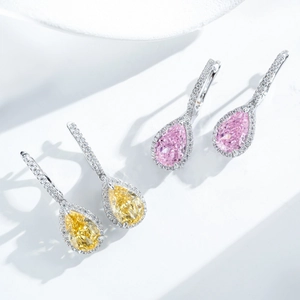 S925 Sterling Silver Water Drop Stud Earrings For Women Pave Rhinestone Pear Cut Elegant Light Luxury Fashion Jewelry Accessory