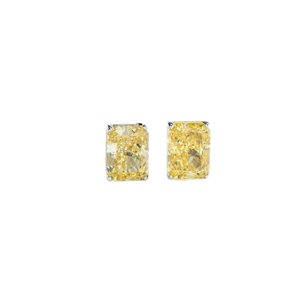 Classic S925 sterling silver stud earrings featuring radiant cut yellow gemstones