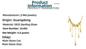Vue détaillée du collier à glands en argent S925 avec pendentif perles et gouttes