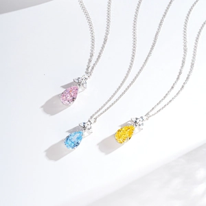 S925 Sterling Silver Pear Shape Pendant Necklace For Women Elegant Inlaid Rhinestone Water Drop Clavicle Chain Jewelry