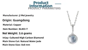 Dettaglio del ciondolo Shuimoyu 8x8mm con montatura in rame e diamanti sintetici
