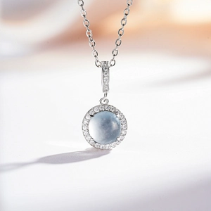 Elegante Collana Con Ciondolo Tondo in Shuimoyu Per Donna Con Catena a Maglie in Rame Decorazione in Strass Gioielli alla Moda
