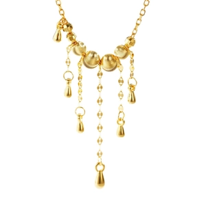 Collier élégant en argent S925 doré avec perles œil de chat et pendentifs goutte d'eau