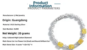 Detailed macro view of S925 silver bracelet featuring 4ct yellow radiant cut diamonds