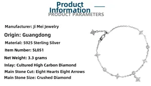 Detail of S925 sterling silver star bracelet with 3.3g weight and cubic zirconia
