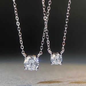 Collier Pendentif Moissanite Coupe Ronde Classique Femmes Argent Sterling 925 Zirconia Bijoux Élégants Cadeau