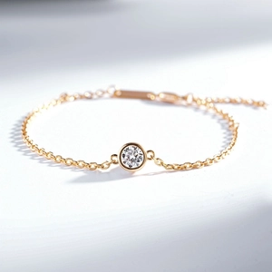 Elegant 925 Sterling Silver Bezel Set Round Rhinestone Bracelet For Women Champagne Rose Gold Silver Adjustable Chain Jewelry