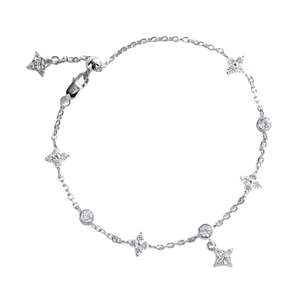Elegant S925 sterling silver star bracelet with sparkling cubic zirconia on white background