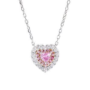 Collier cœur en argent sterling S925 avec pendentif en cristal rose pour femmes