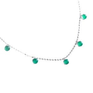 Collier élégant en argent S925 avec cinq perles de calcédoine agate vert translucide