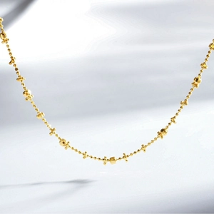 925 Sterling Silver Bubble Bead Chain Necklace Minimalist Geometric Gold Plated Thin Choker Necklace For Women Fashion Jewelry