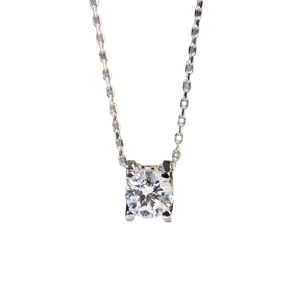 S925 sterling silver necklace featuring 1 carat round cut moissanite in a 4-prong setting