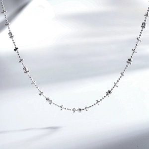 Elegant S925 sterling silver chain necklace with faceted beads and a polished finish