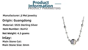Detail of S925 sterling silver necklace featuring an 8mm textured cat-eye bead pendant
