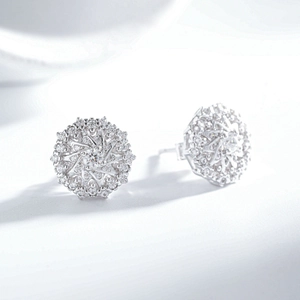 Boucles d'Oreilles Clous Flocon de Neige en Argent Sterling 925 Pour Femmes Strass Incrusté Or Argent Radiant Bijoux de Mode