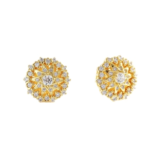 Boucles d'oreilles flocon de neige en argent 925 sterling plaqué or avec zircons cubiques
