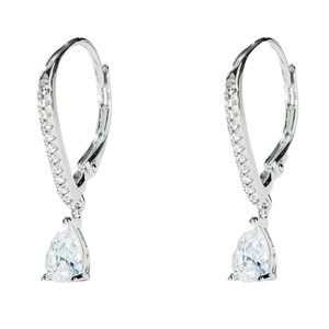 Élégantes boucles d'oreilles poire en argent S925 avec levier et pierres de zircone