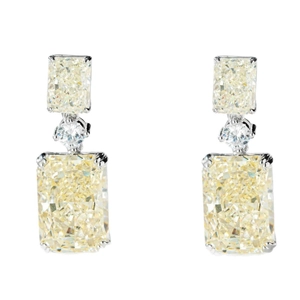 S925 sterling silver drop earrings with rectangular ice-cut yellow carbon diamonds