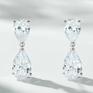 925 Sterling Silver Water Drop Rhinestone Stud Earrings Simple Elegant Pear Cut Jewelry For Women Banquet Party Gift