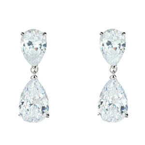 Elegant 925 silver pear-cut teardrop earrings with sparkling high-carbon diamonds