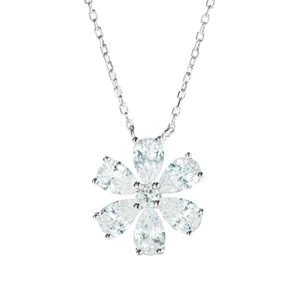 Collier en argent sterling S925 avec pendentif fleur à six pétales en zircon et chaîne fine