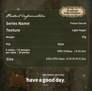Spécifications du papier scrapbooking Forest Secret 30 pièces avec motifs de forêt vintage