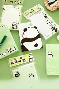 Close-up of cute panda memo pads with various illustrations and 80 sheets of green paper