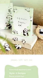 Cute panda notepad and decorative paperclip displayed on an aesthetic background