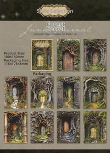 Vue détaillée des illustrations de portes de forêt fantastique pour papier scrapbooking
