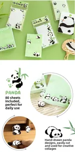 Detailed view of hand-drawn panda memo pads for DIY journaling and scrapbooking