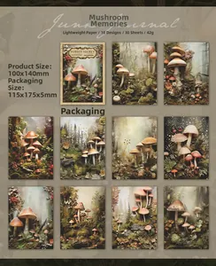 Vues détaillées de papier vintage champignon pour scrapbooking et carnets créatifs