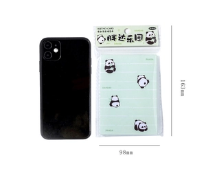Detailed size view of Panda stationery notebook measuring 163mm by 98mm with 80 sheets