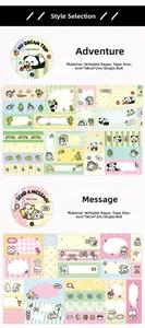 Macro view of panda and bunny themed washi tape with writable paper material details