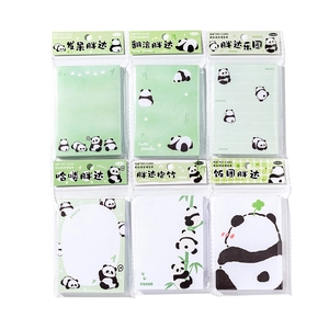 Cute panda sticky note set with six themes including bamboo and panda illustrations